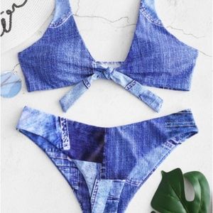 Denim print bikini